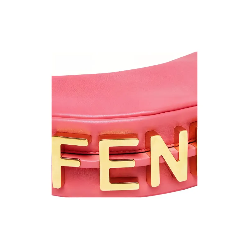FENDI Fendigraphy Calfskin Crescent Bag Handbag Wrist Bag Extra Mini Women's Pink-3