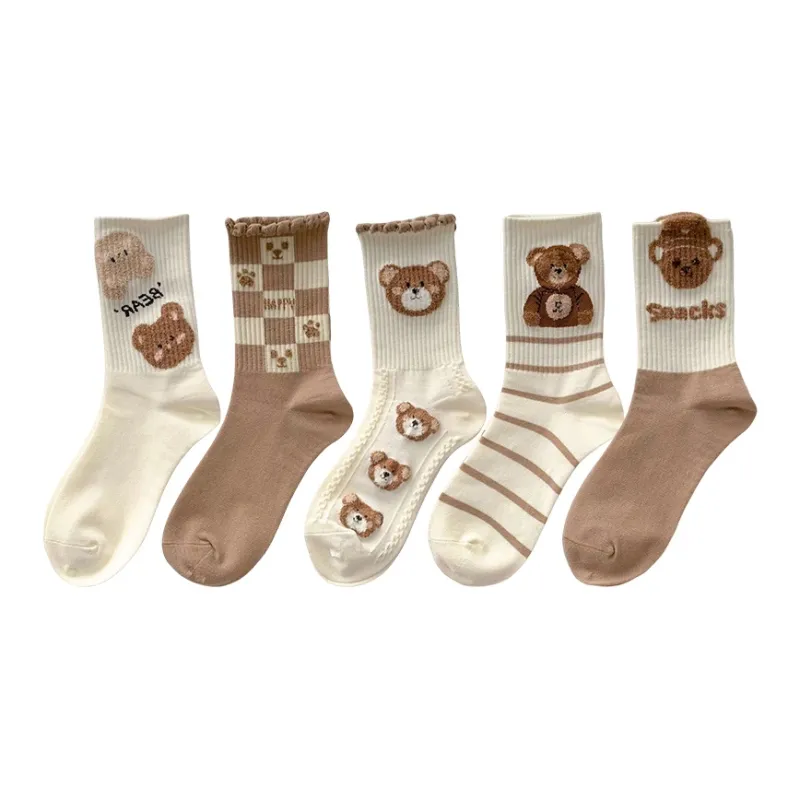 BEAR UNION Mid Calf Socks Women's 5 Pack-5