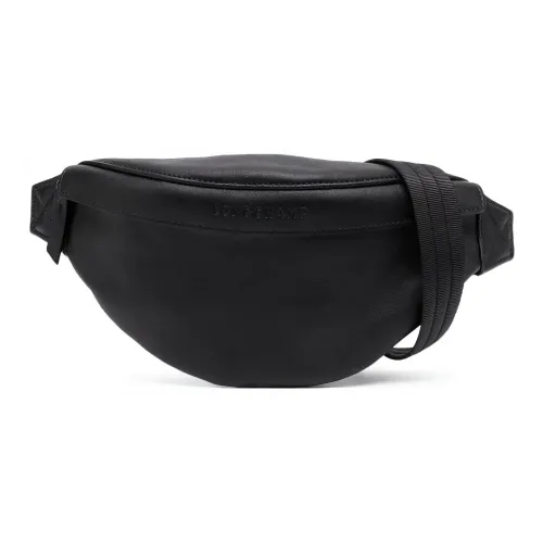LONGCHAMP Cow Leather Sling Bag Fanny Pack Crossbody Bags Medium Size Women's Black