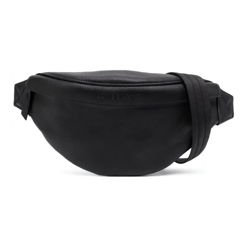 LONGCHAMP Cow Leather Sling Bag Fanny Pack Crossbody Bags Medium Size Women's Black-0
