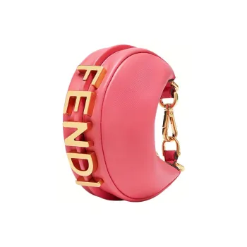 FENDI Fendigraphy Calfskin Crescent Bag Handbag Wrist Bag Extra Mini Women's Pink