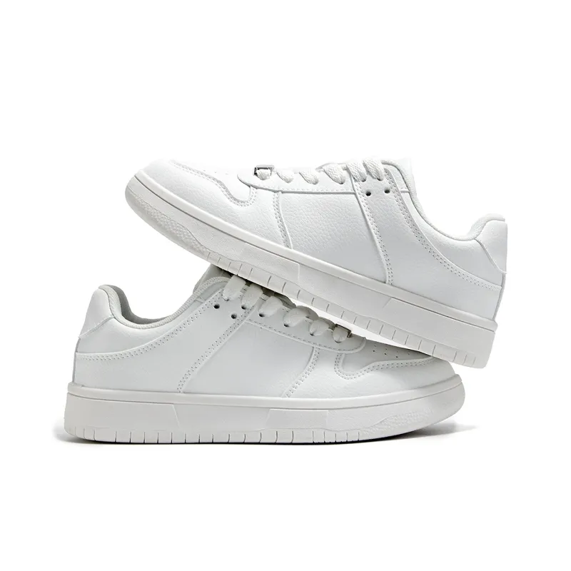 La Chapelle Fashion Minimalist Style White Sneakers Low-Top Skateboard Shoes Women's White-3