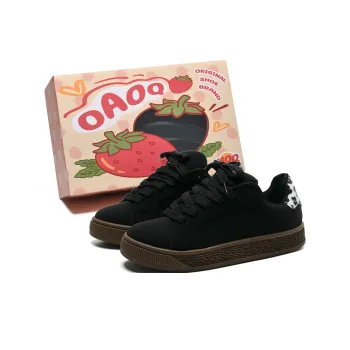 OAOQ Low Top Skateboard Shoes Women's Leopard Print Black