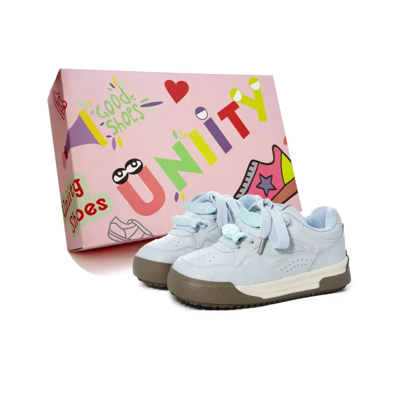 UNIITY Wear Resistant Lightweight Breathable Height Increasing Low Top Skateboard Shoes Women's Blue-0