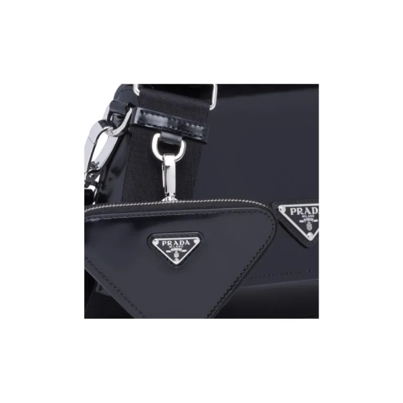 PRADA Leather Clutch Mini Women's Black-4
