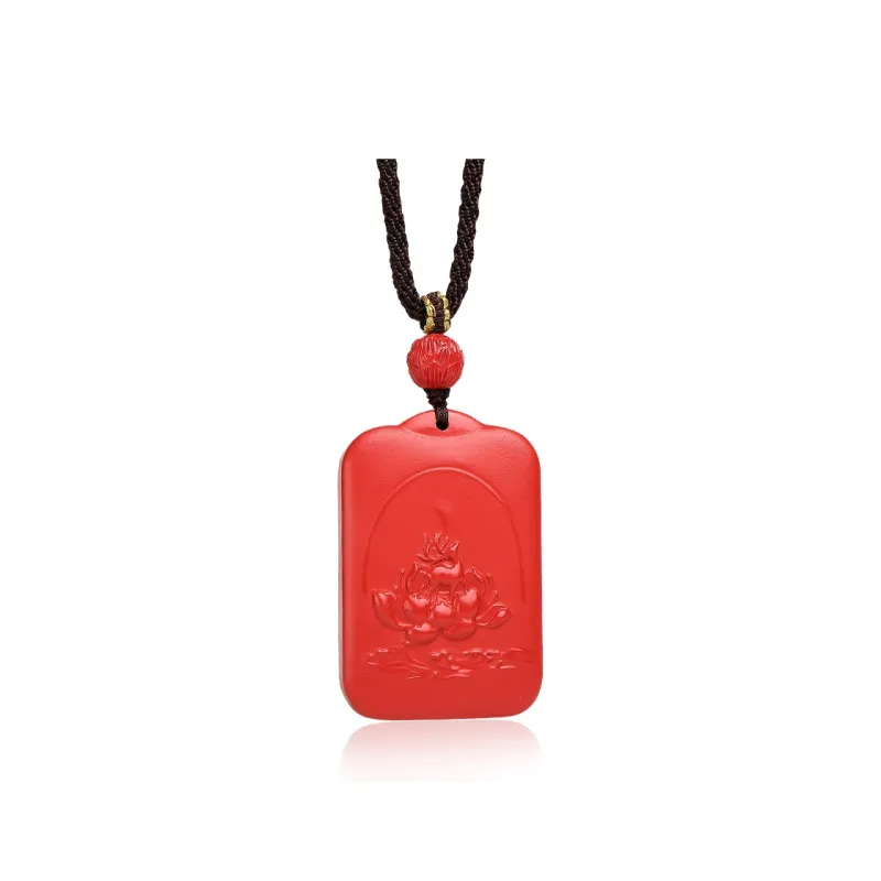 With The Heart Of The Jade Reconstructed Cinnabar Necklaces Unisex-0