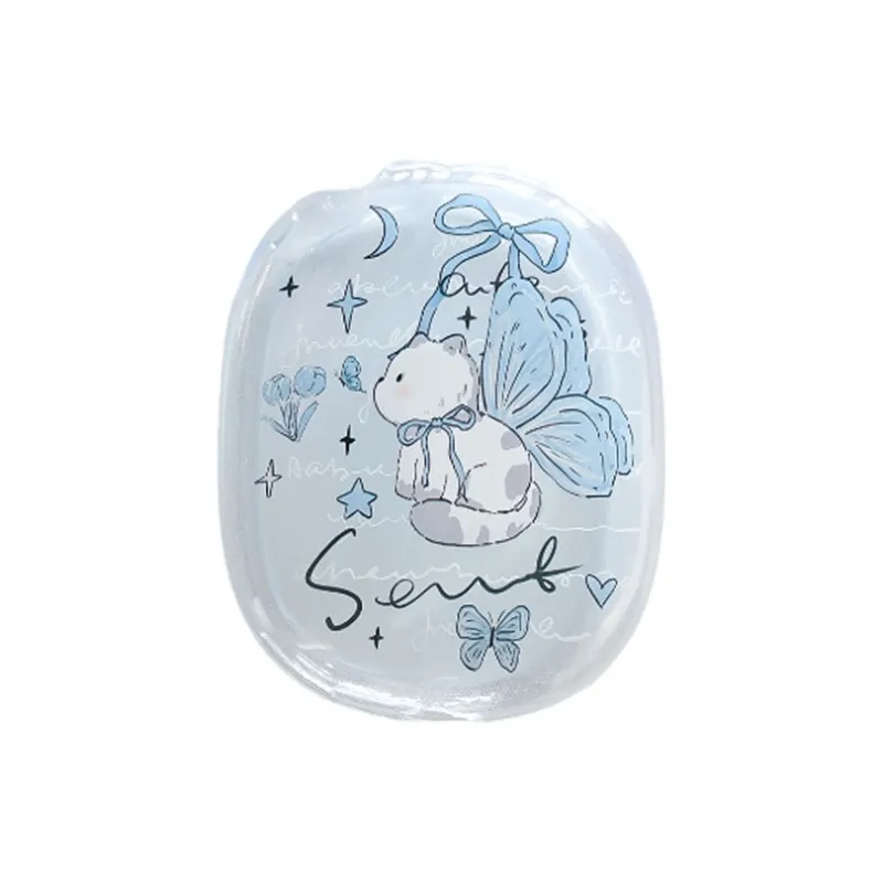 Baohuguang Compatible With AirPods Max TPU Ins Cute Blue Butterfly Kitten Headphone Set-1