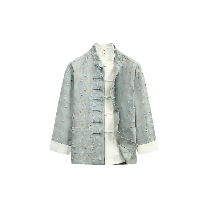 XUANSHENG Jackets Coats Men's Light Blue-5