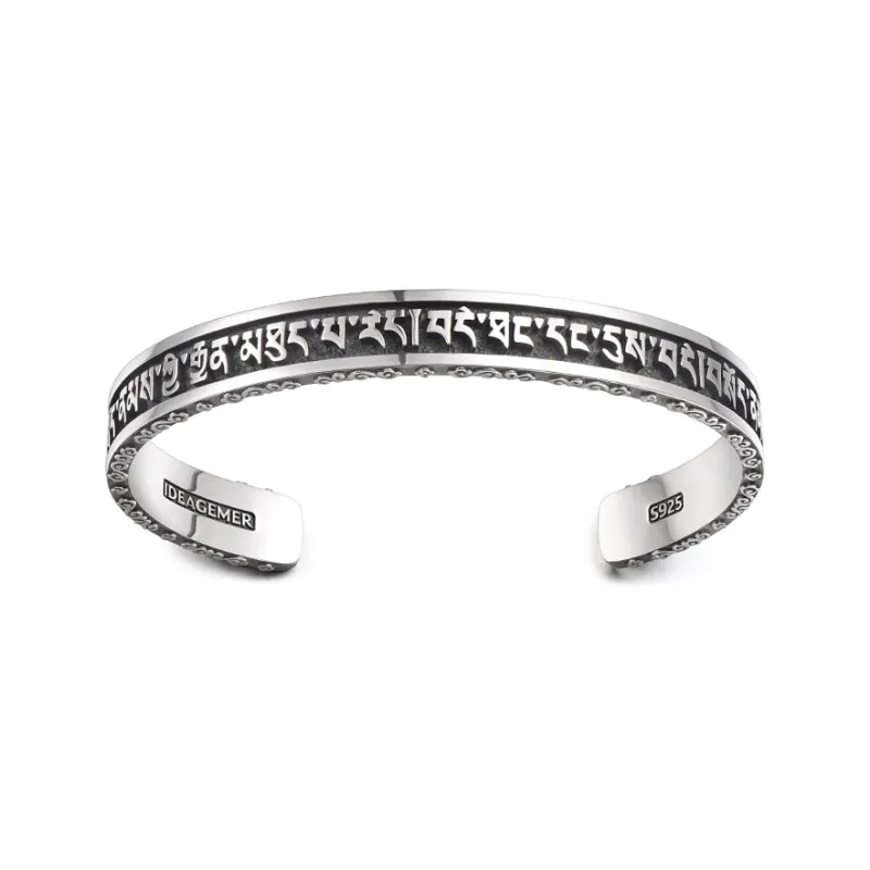 IDEAGEMER 925 Sterling Silver Bangles Men's-6
