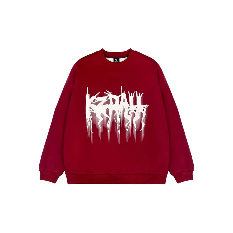 KZDALL Crewneck Sweatshirt Unisex Red-1