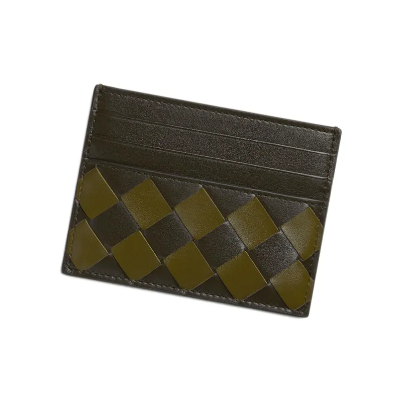 Bottega Veneta Cow Leather Card Holder Regular Men's Khaki Mixed Olive Oil Color-1