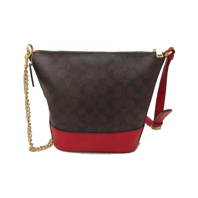 COACH Paxton Monogram Canvas With Leather Crossbody Bags Trumpets Women's Brown Red-1