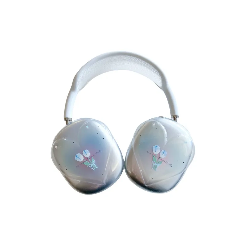 Baohuguang Compatible With AirPods Max TPU Insulated Dye Tulip Fresh Fully Enclosed Headphone Cases-2