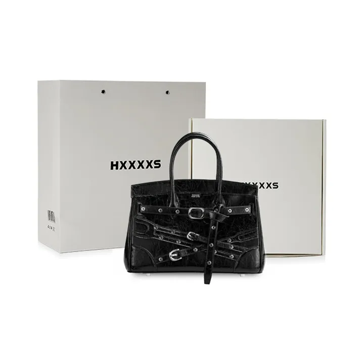 HXXXXS Cow Leather Handbag Women's Black-0