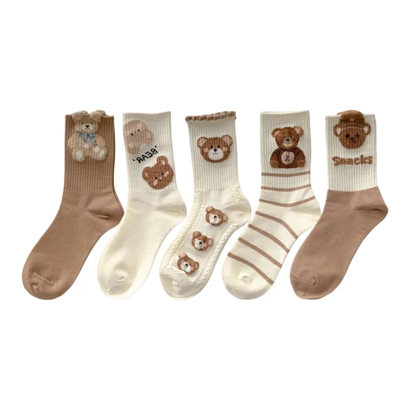 BEAR UNION Mid Calf Socks Women's 5 Pack-3