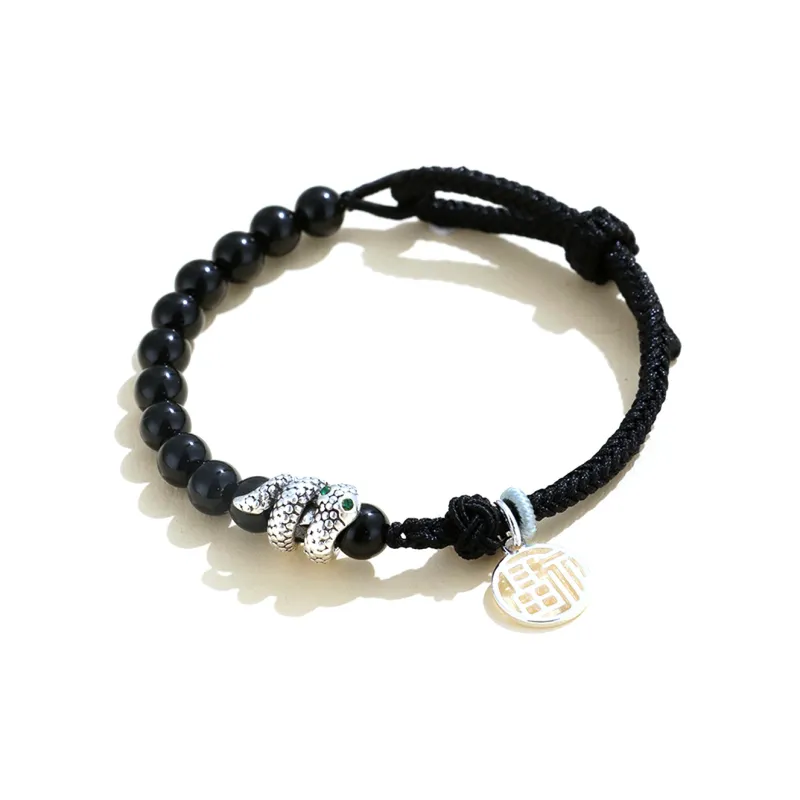 HOLLY RYAN Agate New Chinese Style Zodiac Year Chinese Zodiac Snake Bracelet Elegance Versatile Unisex-4