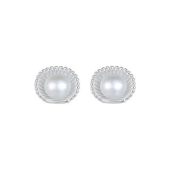 Royal Dragon Mirror Freshwater Pearl Stud Earrings Women's