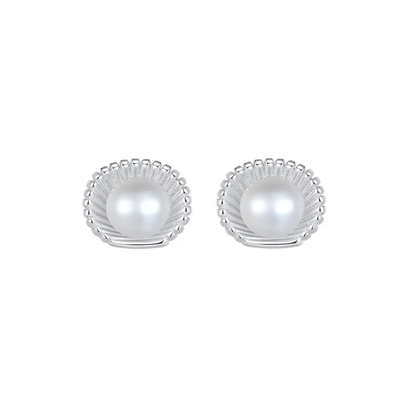 Royal Dragon Mirror Freshwater Pearl Stud Earrings Women's-0