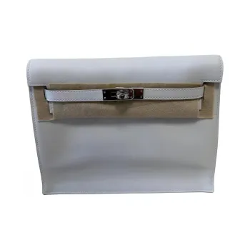 HERMES Kelly Danse Swift Calfskin One Shoulder Crossbody Clutches Women's M4Gris Pale Cream Gray