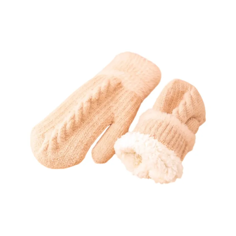 SNOW FLYING Camel Wool Knit Gloves Women's-2