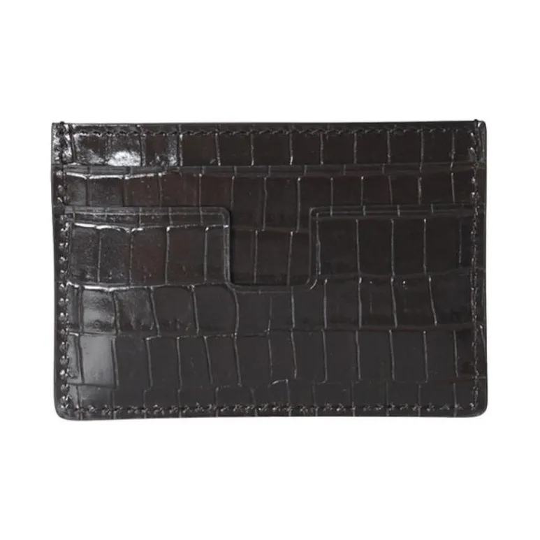 TOM FORD Cow Leather Card Holder Men's Brown-3
