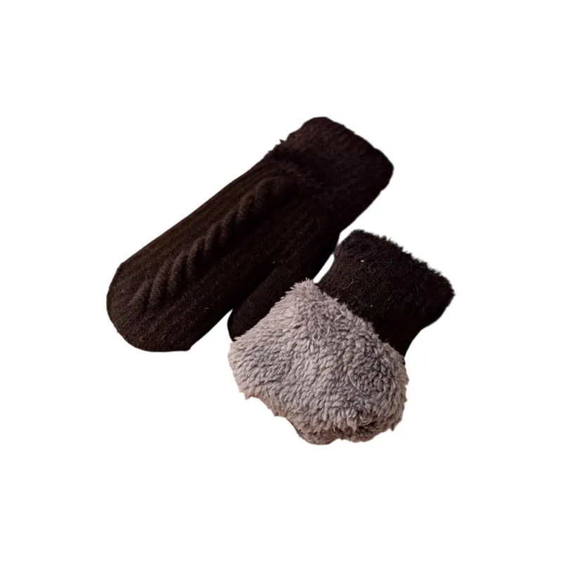 SNOW FLYING Camel Wool Knit Gloves Women's-6