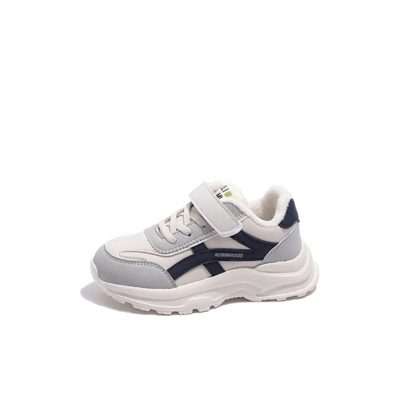 ROBINHOOD Lightweight Travel Soft Touch Leather Upper Fleece-Lined Sports Soft Sole Low-Top Kids' Running Shoes Kids'-4