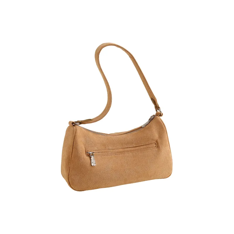 TOUTOU Maltese Collaboration Fabric Shoulder Bag Large Size Women's Cocoa Milk Tea Apricot-2