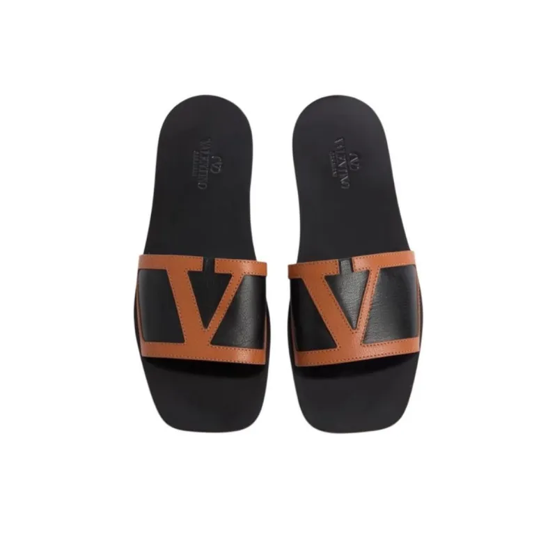 Valentino Slide Slippers Men's Black Brown-2