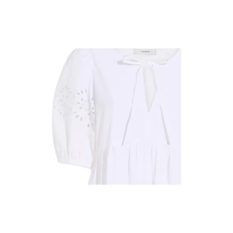 COACH Short Sleeved Dresses Women's White-4