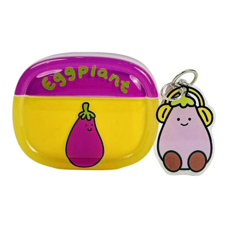 Sopi Compatibility With Apple AirPods 4/2/3/4th Generation/AirPods Pro/Pro 2 TPU Oval Eggplant Peanut Headphone Cases-8