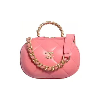 CHANEL Sheepskin Makeup Bag Women's Pink