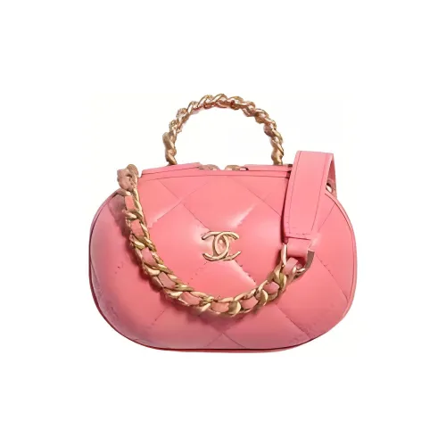 CHANEL Sheepskin Makeup Bag Women's Pink