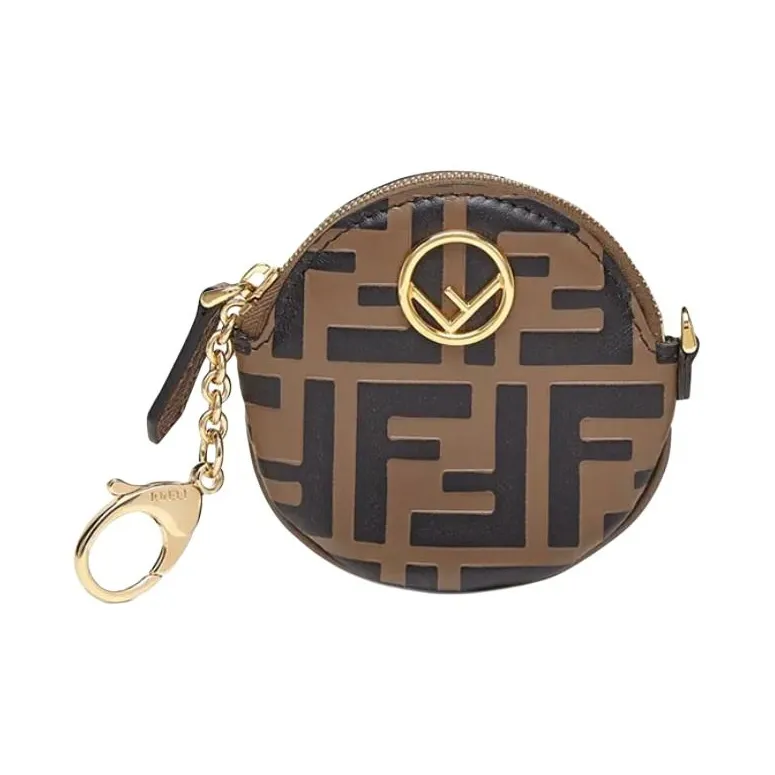 FENDI Leather Coin Purse Women's Brown-0
