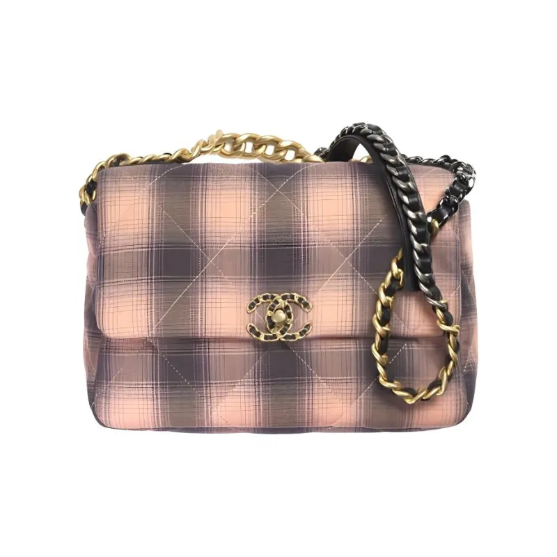 CHANEL 19Bag Cotton Shoulder Bag, Crossbody Bag Tubas Women's Pink/Black-0