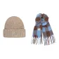 Brown Hat+Blue Coffee Color Scarf