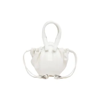 DIESEL Calfskin Sheepskin Bucket Bags Handbags Small Size Women's White