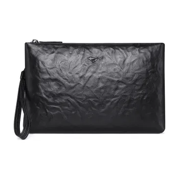 SEPTWOLVES Cow Leather Clutch Regular Unisex Black