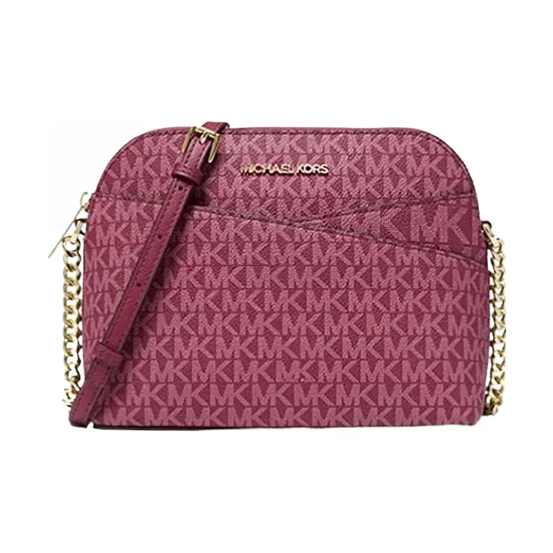 MICHAEL KORS Jet Set Travel Coated Canvas With Polyester Lining Shoulder Bag Crossbody Bag Medium Size Women's Deep Red-0