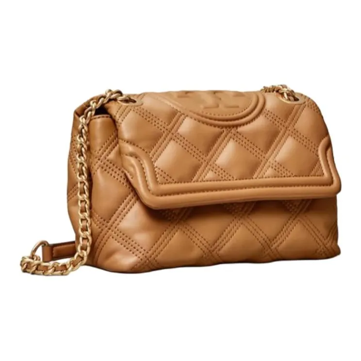 TORY BURCH Fleming Sheepskin One Shoulder Crossbody Chain Bag Trumpets Women's Caramel-1