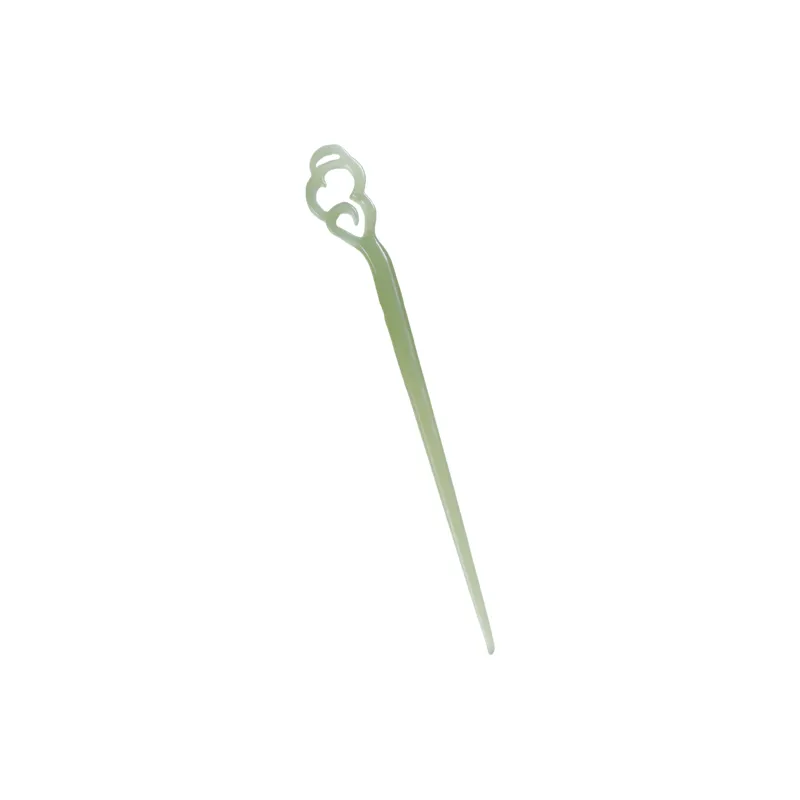 Jade Charm Yao Hetian Jade Hairpin Pale Greenish White Jade Women's-0