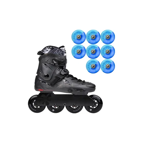 Rollerblade Store Near Me Unisex Iron Gray Ice Skates+Blue Shimmery Wheels