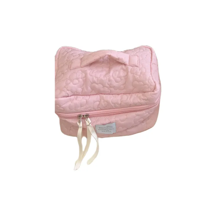 YUZHAOLIN Soft And Cushy Floral Makeup Bag In Macaron Color, Portable With Large Capacity For Skincare Product Storage-4