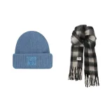 Blue Hood+Black Beige Scarf