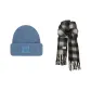 Blue Hood+Black Beige Scarf