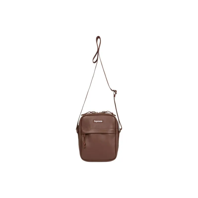 Supreme Cow Leather Crossbody Bag Shoulder Bag Unisex Brown-1