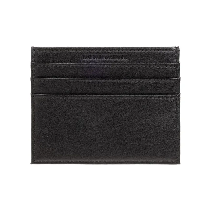 EMPORIO ARMANI Polyurethane With Polyamide Card Holder, Wallet Men's Black & Red-2