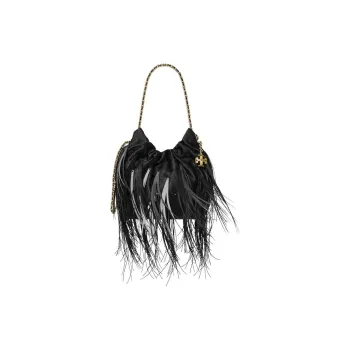 TORY BURCH Fleming Nappa Leather Bucket Bag, Shoulder Bag, Crossbody Bag, Handbag Mini Women's Black