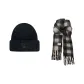 Black Hat+Black Beige Scarf