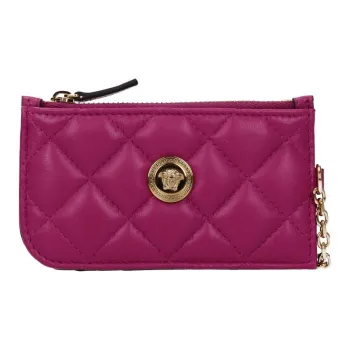 VERSACE Leather Coin Purse Women's Fuchsia